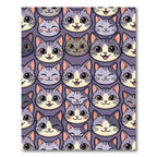 Whimsical Purple Kitten Face Grid Rug