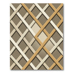 Neutral Interlocking Lattice Geometric Area Rug