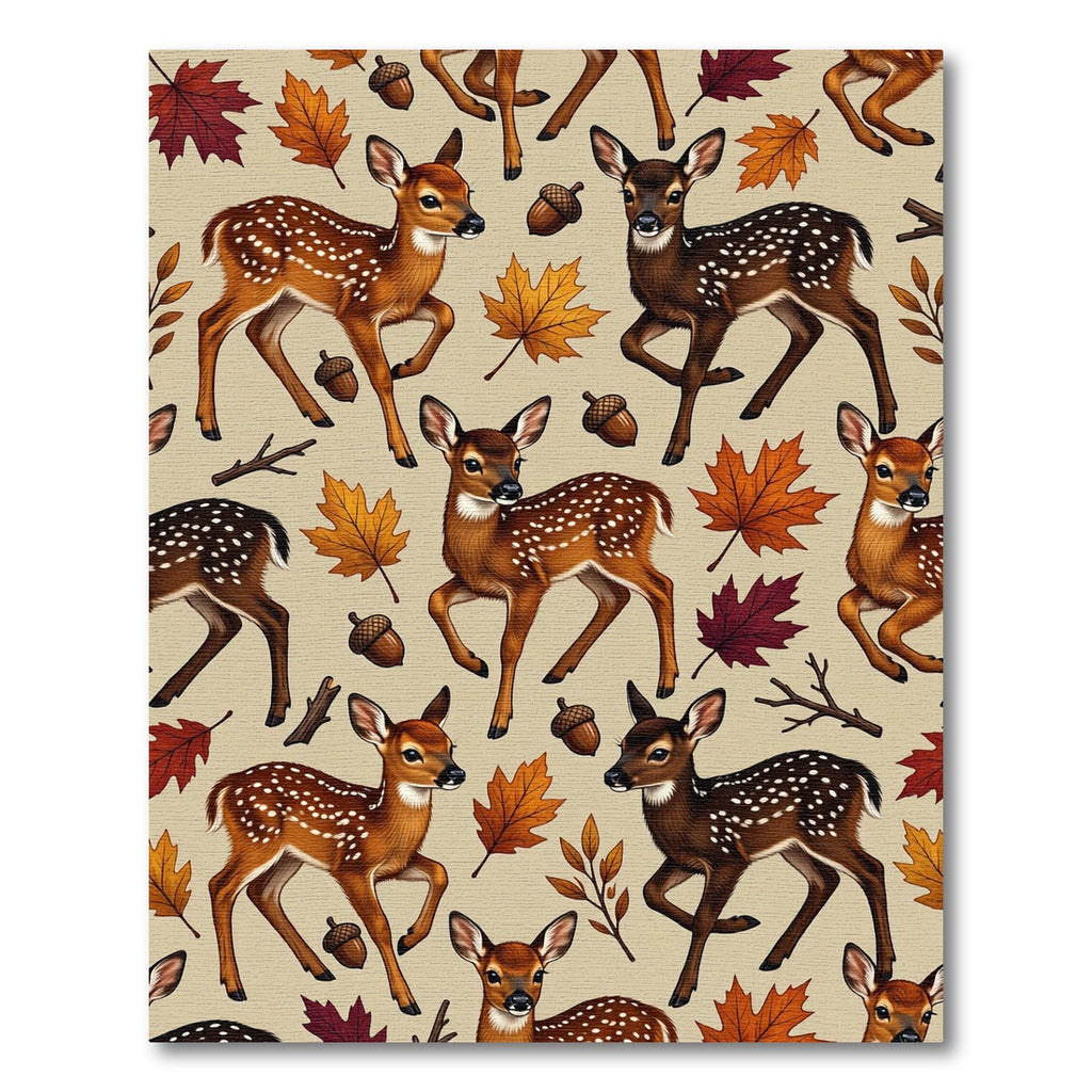 Whimsical Woodland Fawn and Autumn Leaf Rug