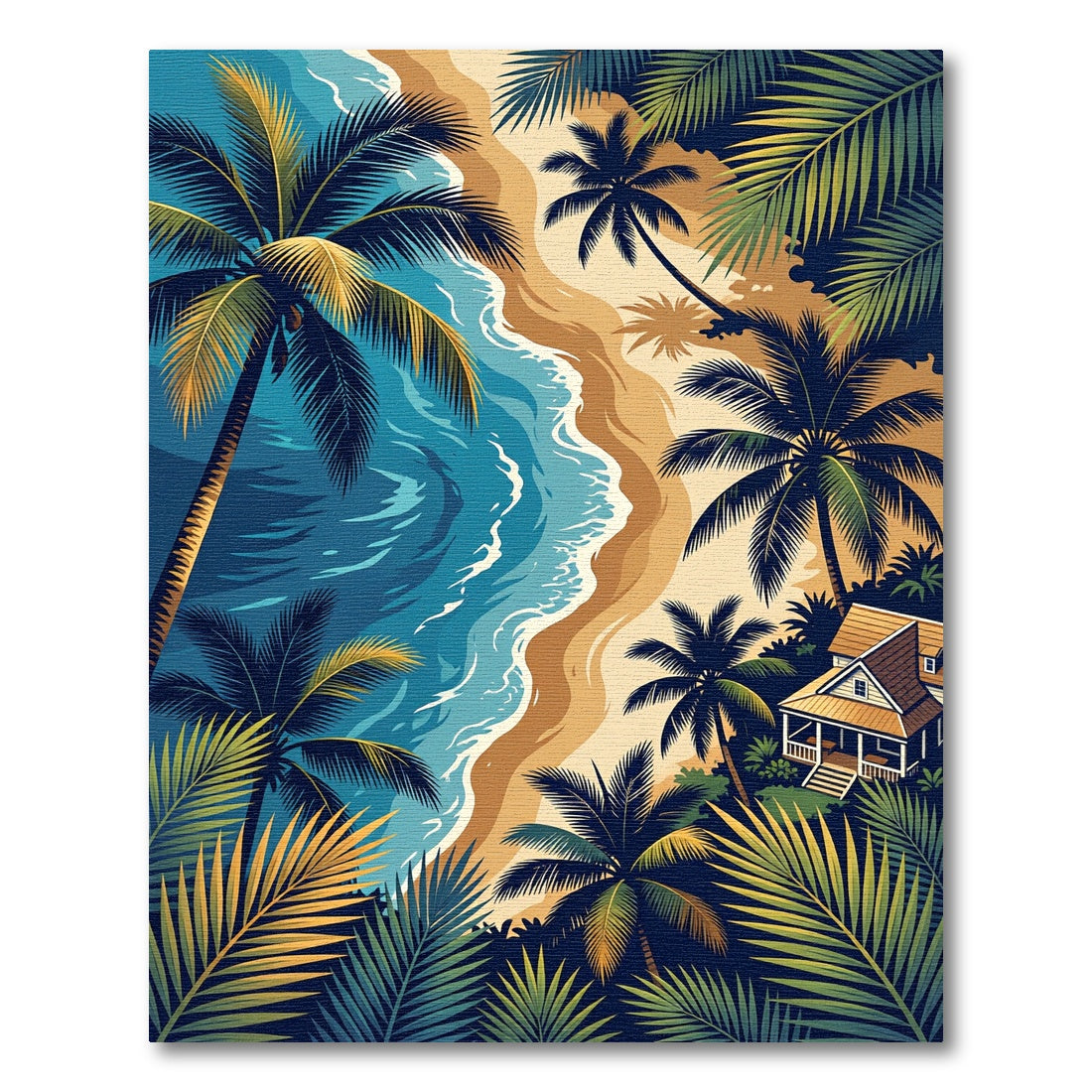 Lush Tropical Palm Coast View Rug