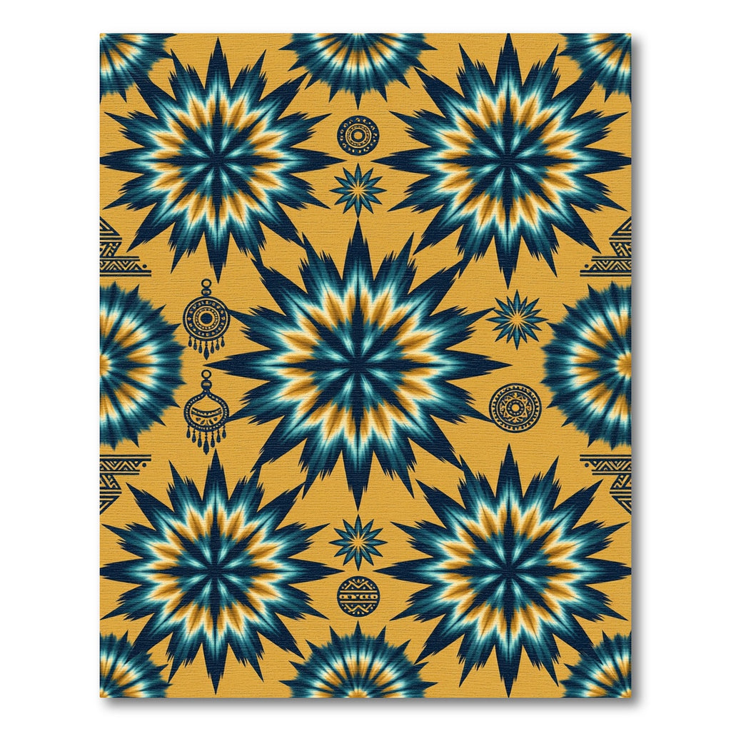 Azure Gold Starburst Tie Dye Rug