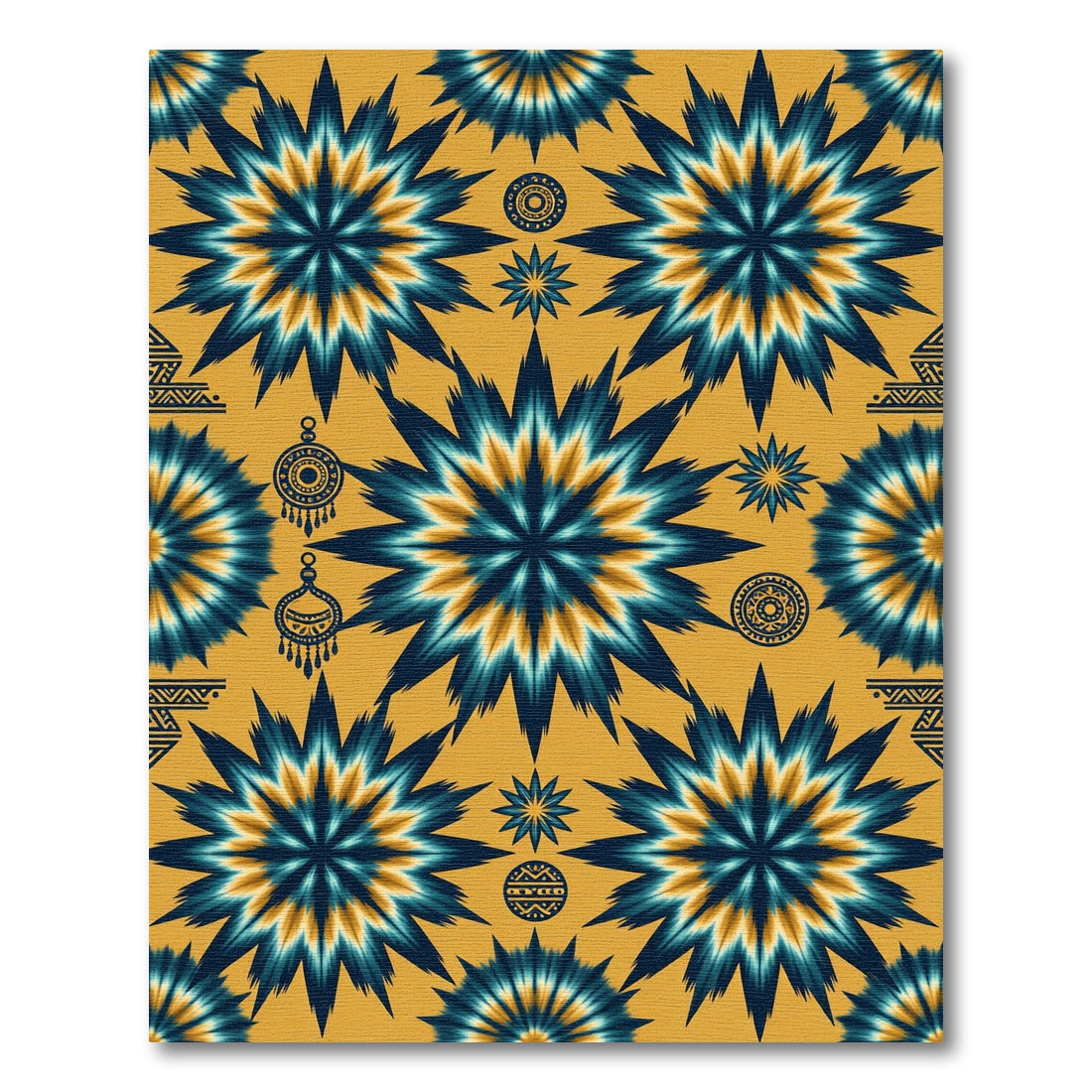 Azure Gold Starburst Tie Dye Rug