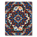 Vibrant Blue and Orange Animal Medallion Rug