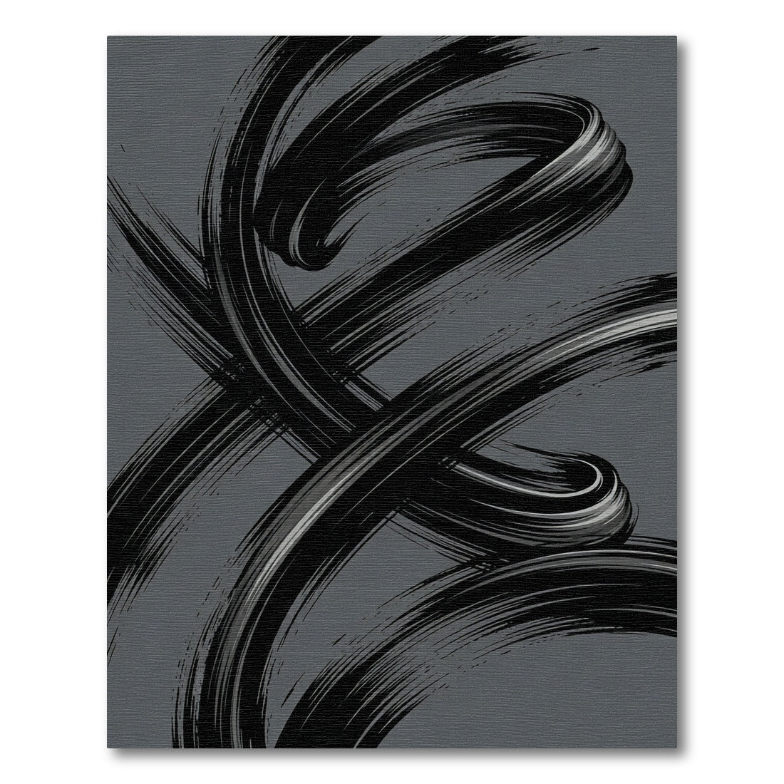 Charcoal Black Swirl Abstract Rug
