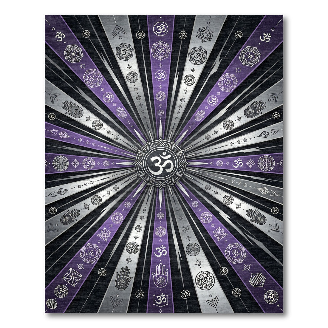 Radiating Om Purple Geometric Rays Rug