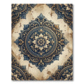 Ornate Dark Blue Golden Floral Medallion Rug