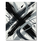 Modern Monochrome Abstract Brush Stroke Art Rug