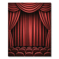 Crimson Draped Velvet Theater Curtains Rug