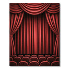 Crimson Draped Velvet Theater Curtains Rug