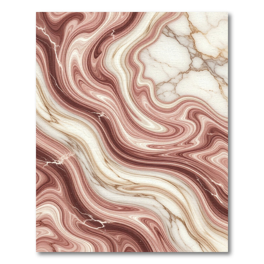 Rose Gold Marble Swirl Waves Rug