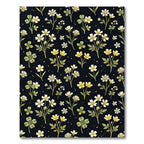 Black Botanical Floral Meadow Rug