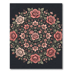 Elegant Pink Rose Floral Mandala Rug
