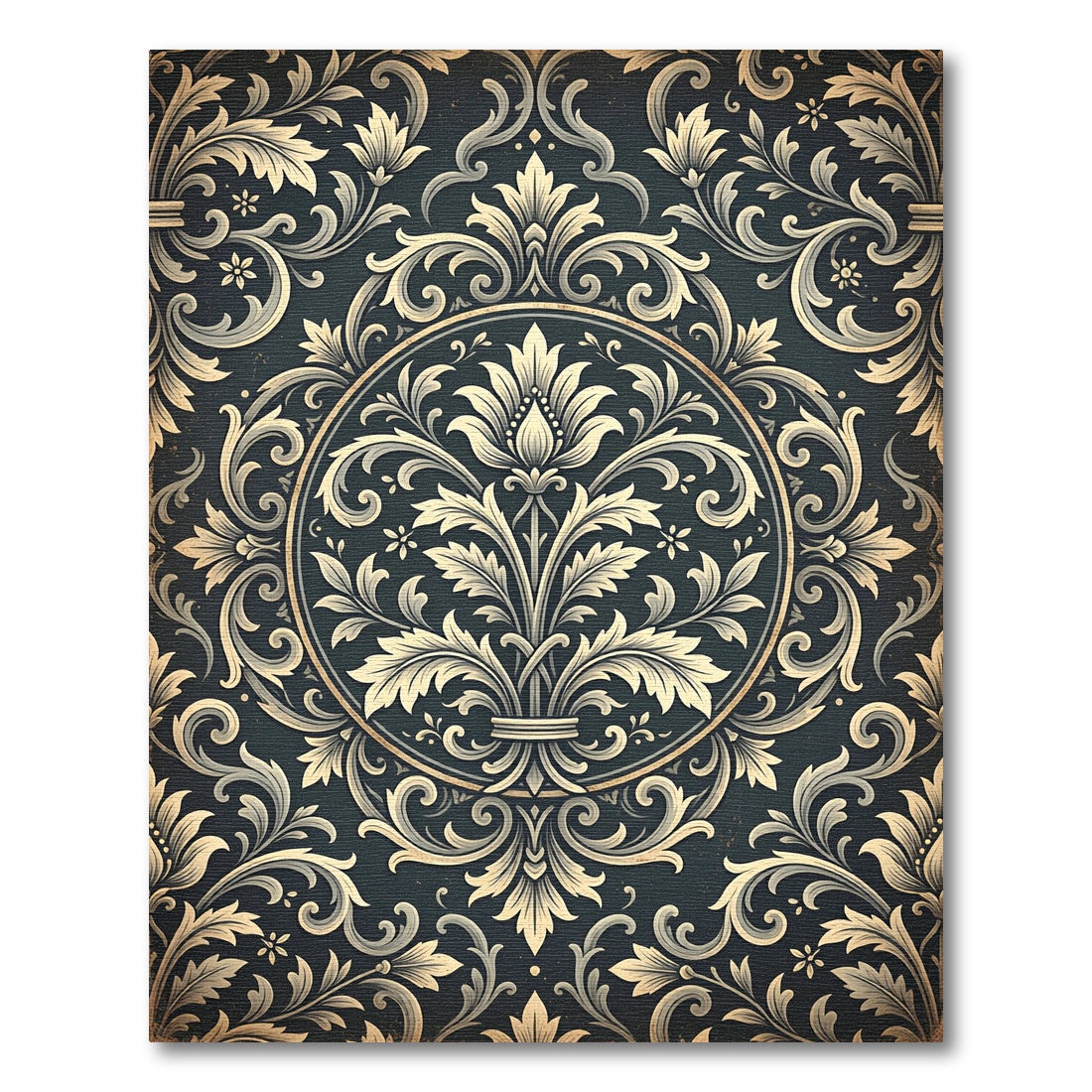 Earthy Vintage Floral Medallion Rug