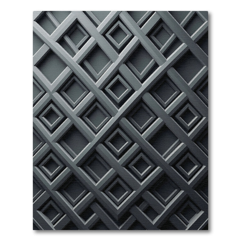 Sophisticated Charcoal Geometric Grid Rug