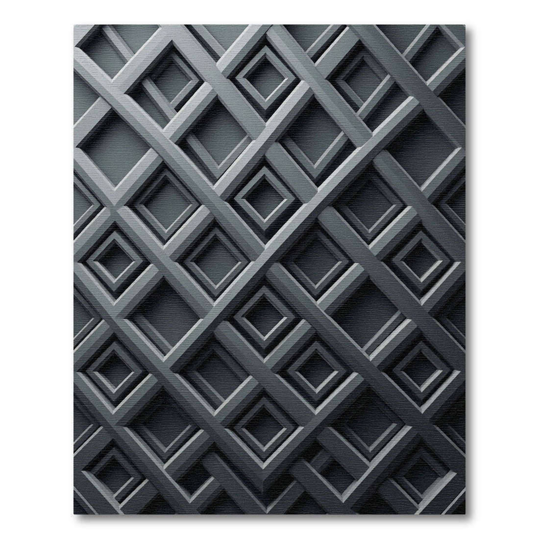 Sophisticated Charcoal Geometric Grid Rug