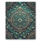 Emerald Teal Floral Medallion Ornament Rug
