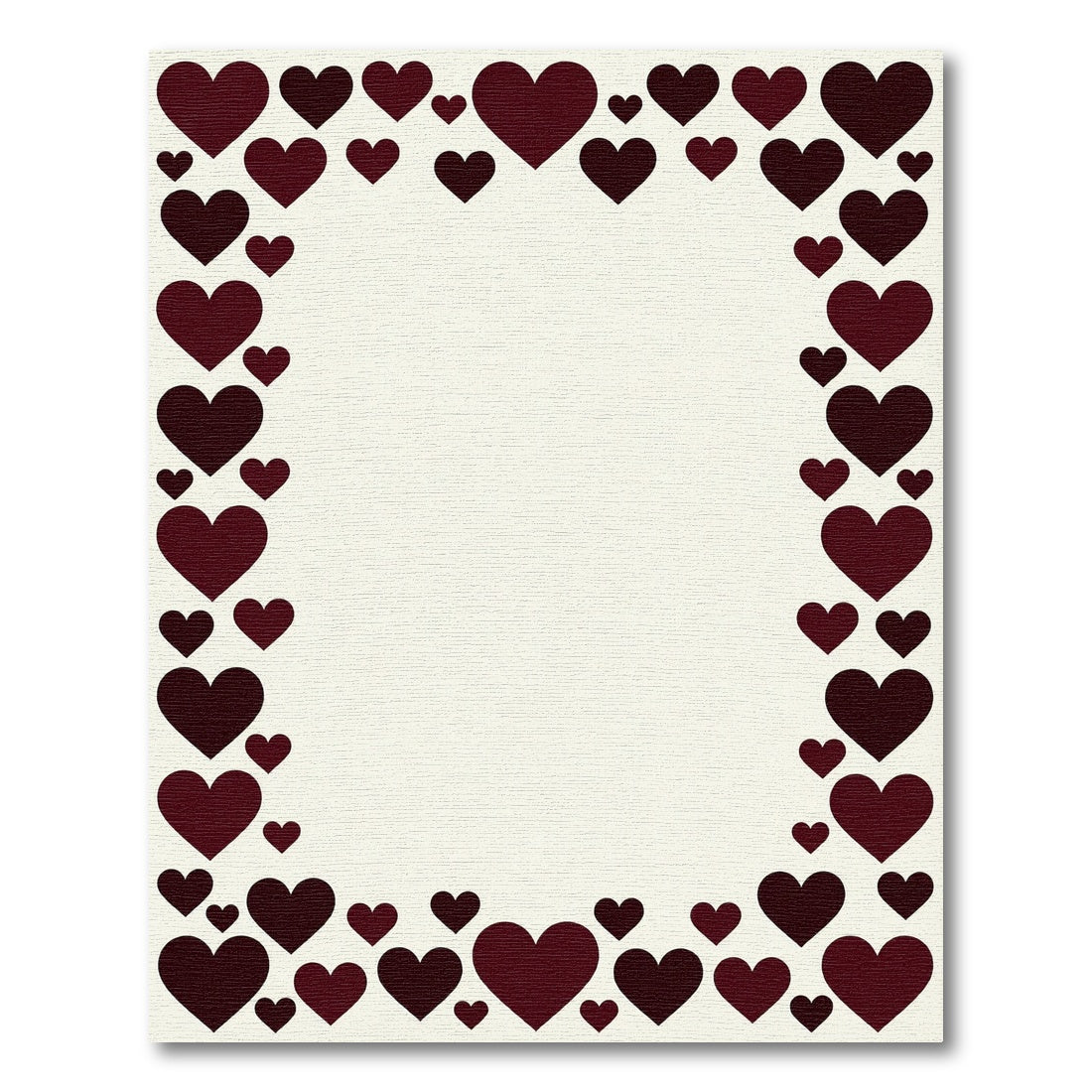 Deep Burgundy Romantic Heart Border Rug