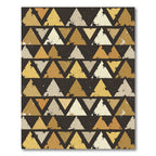 Distressed Golden Geometric Triangle Art Rug