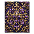 Royal Purple Golden Fleur-de-lis Damask Rug