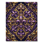 Royal Purple Golden Fleur-de-lis Damask Rug
