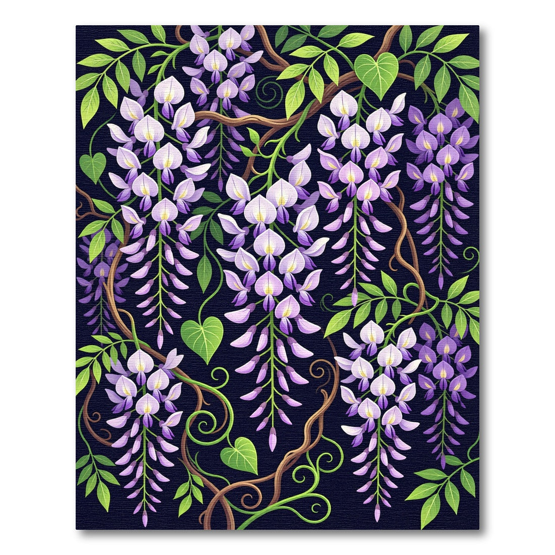 Purple Wisteria Vine Botanical Art Rug