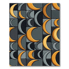 Golden Crescent Moon Geometric Rug