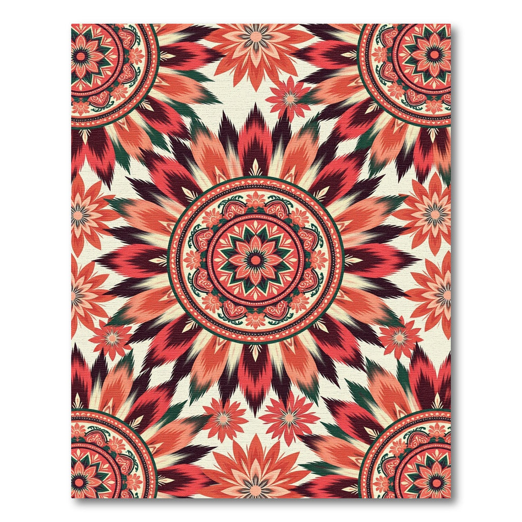 Crimson Feathered Mandala Radiance Rug