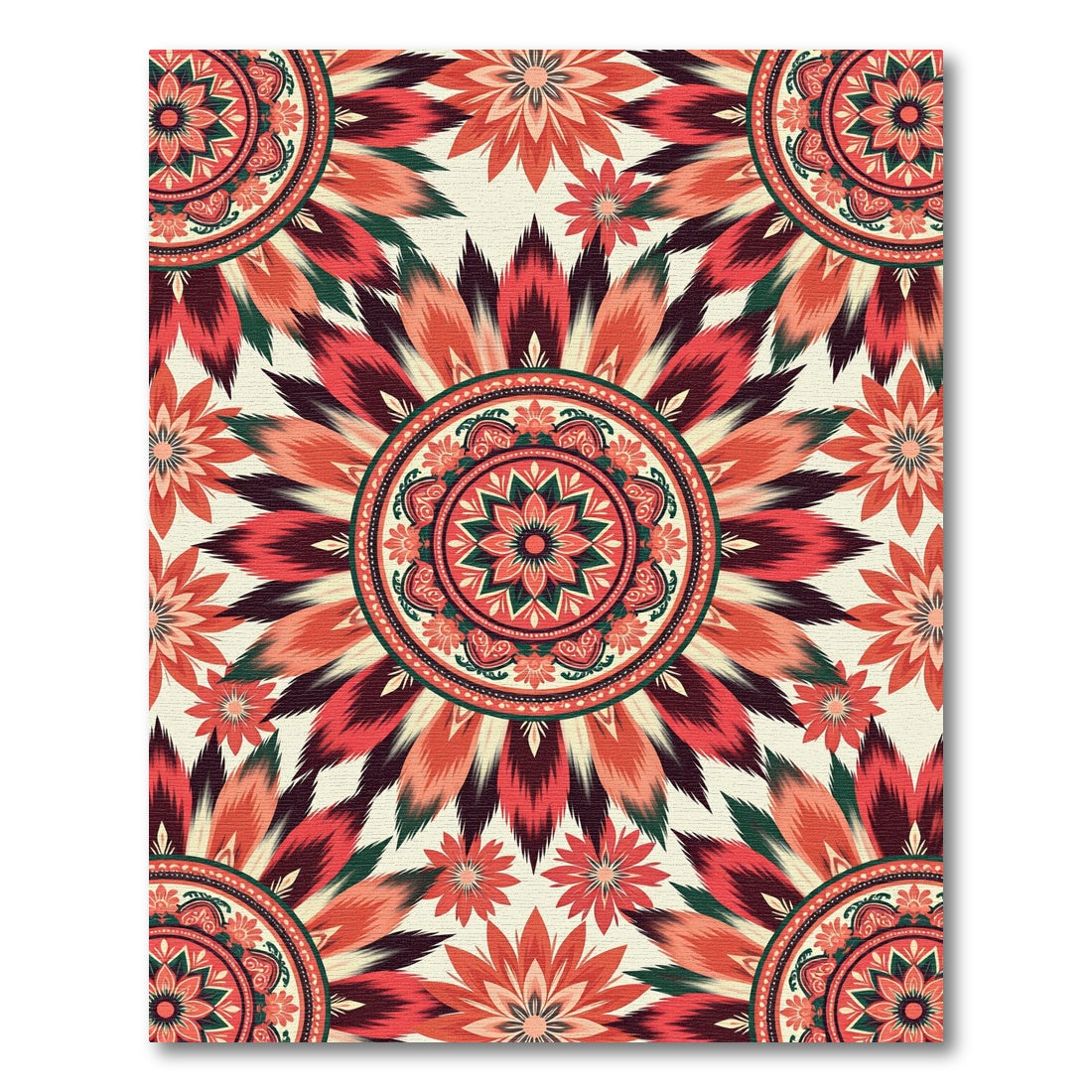 Crimson Feathered Mandala Radiance Rug