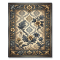 Elegant Gold and Navy Floral Damask Rug
