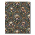 Ornate Gold Iris Filigree Floral Charcoal Rug