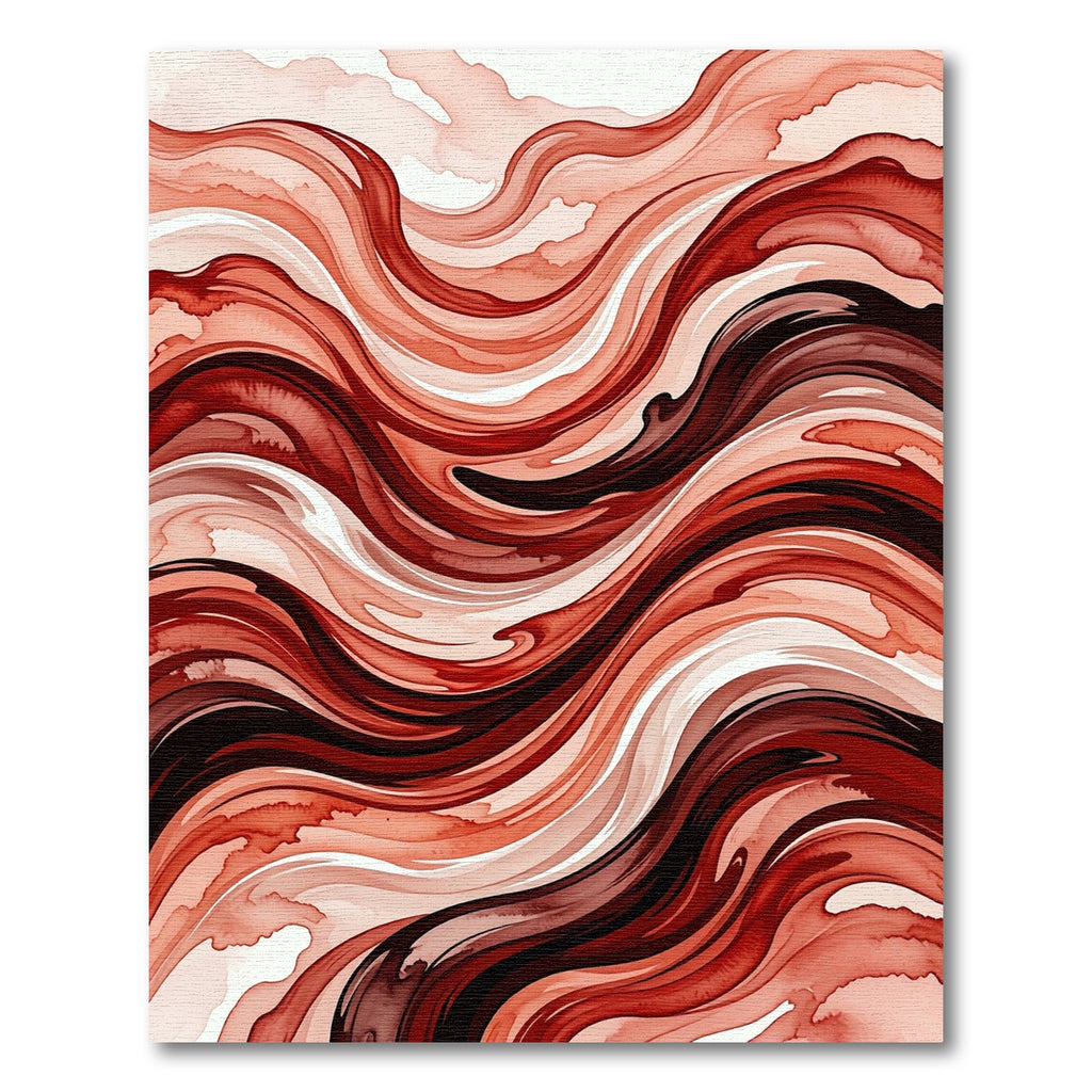 Abstract Crimson Fluid Wavy Liquid Rug