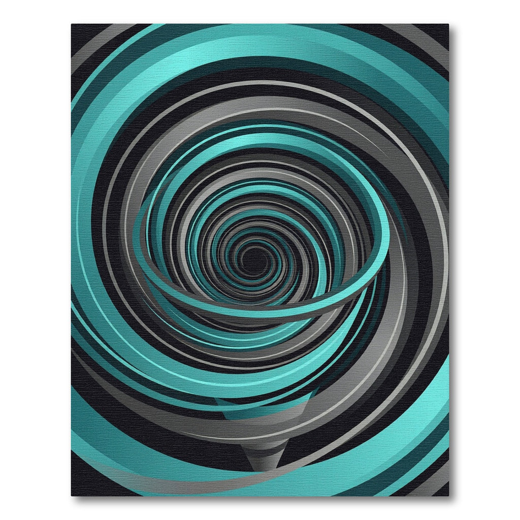 Modern Teal Gray Swirling Vortex Rug