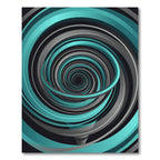 Modern Teal Gray Swirling Vortex Rug
