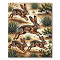 Desert Jackrabbit Earthy Tone Foliage Art Rug