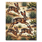 Desert Jackrabbit Earthy Tone Foliage Art Rug