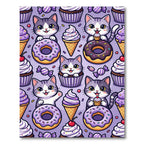 Playful Purple Kitten Treat Pattern Rug