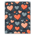 Playful Coral and Slate Heart Art Rug