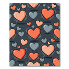 Playful Coral and Slate Heart Art Rug