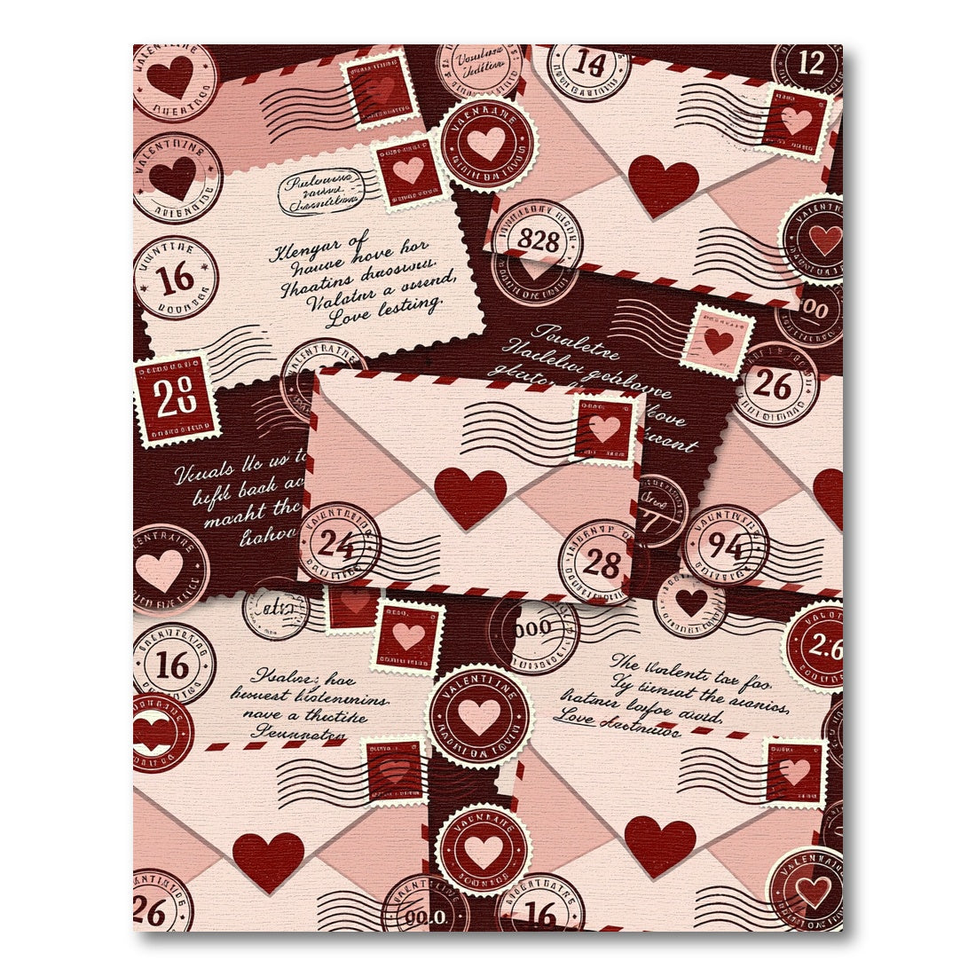 Red Heart Vintage Envelope Collage Rug
