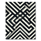 Modern Black and White Geometric Maze Rug