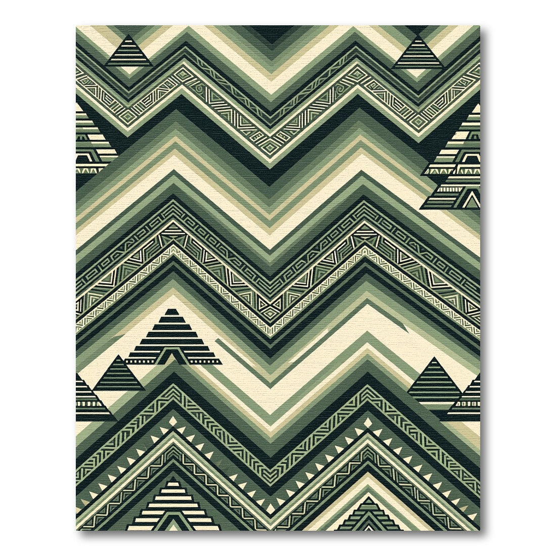 Sage Geometric Aztec Zigzag Chevron Rug