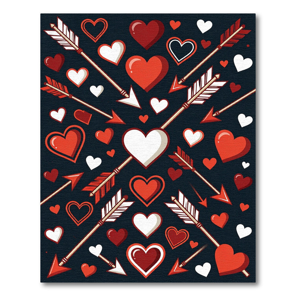 Red White Heart Arrow Collage Rug