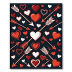Red White Heart Arrow Collage Rug