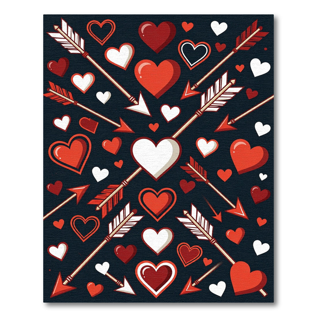 Red White Heart Arrow Collage Rug