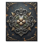 Baroque Shell Medallion Gold Silver Accent Rug