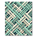Geometric Sage and Cream Interwoven Grid Rug