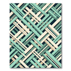 Geometric Sage and Cream Interwoven Grid Rug