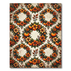 Autumn Wreath Floral Persimmon Harvest Art Rug