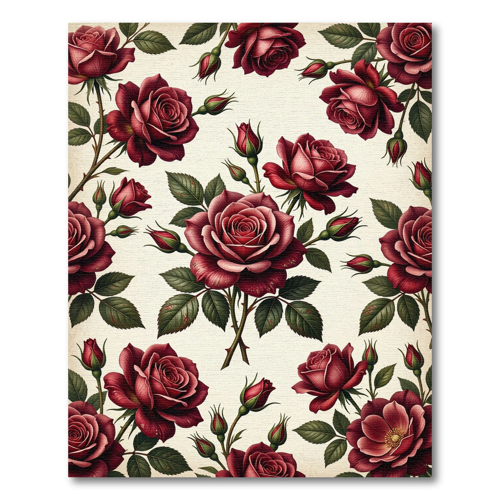 Rich Burgundy Red Rose Garland Rug