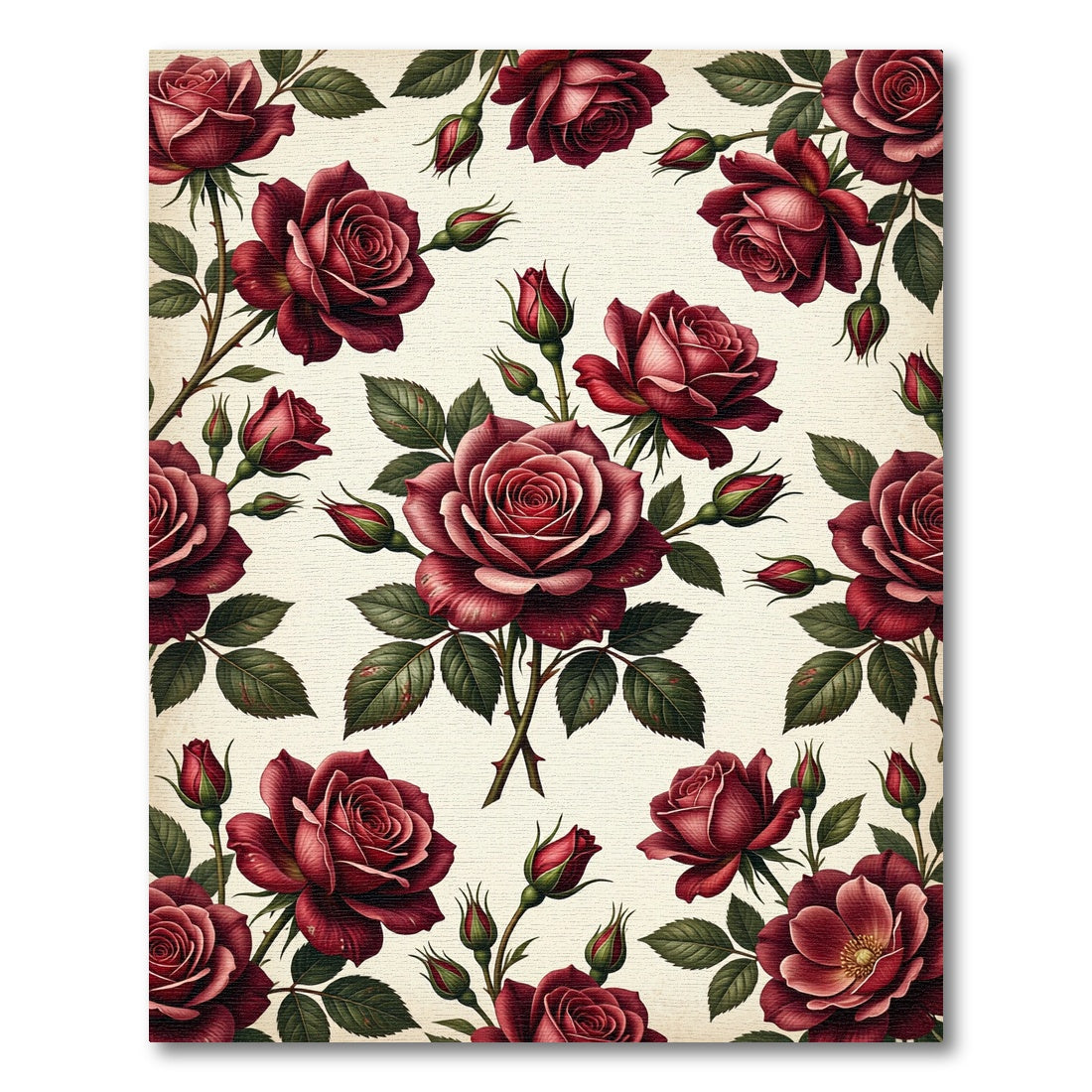 Rich Burgundy Red Rose Garland Rug